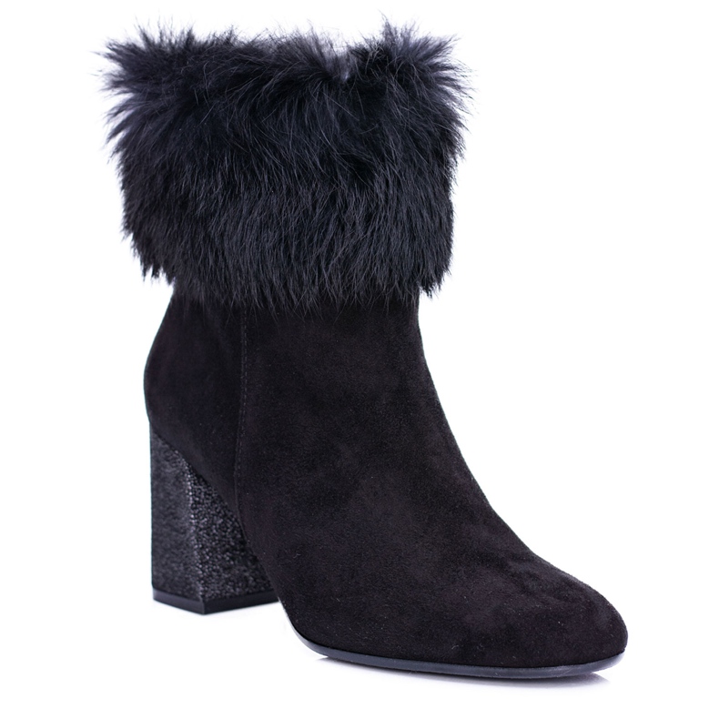 Women's Black Suede Boots With Laura Messi 1689 Fur