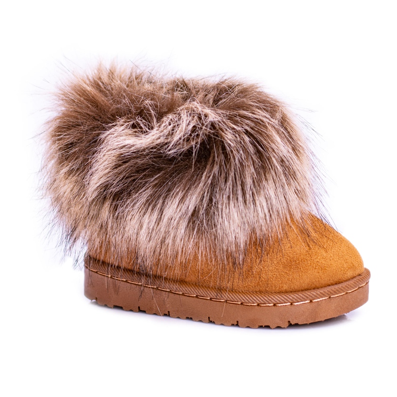 FRROCK Children's Snow Boots With Fur Camel Small Fox brown