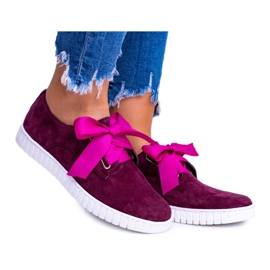 Butmil Maroon Leather Women's Loop Sneakers red