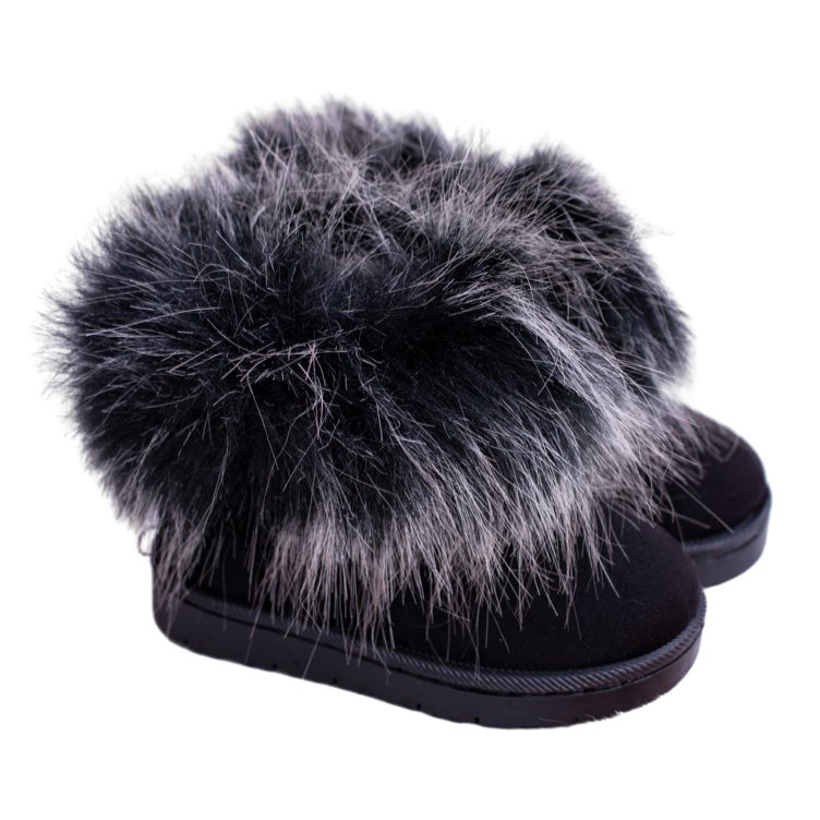 FRROCK Children's Snow Boots With Fur Black Small Fox