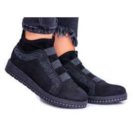PS1 Suede Black Women's Sport Shoes with Petite Cubic Zirconia PS1 Suede Black Women's Sport Shoes with Petite Cubic Zirconia