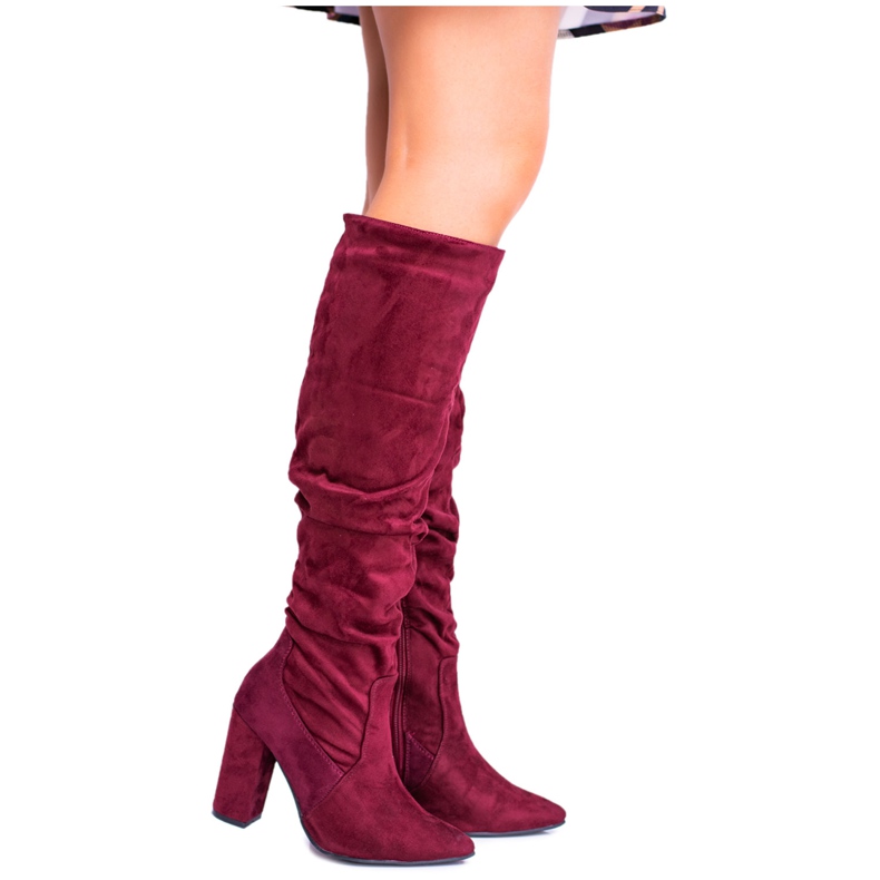 HAN Women's Boots On High Heel Suede Burgundy Nightcall red