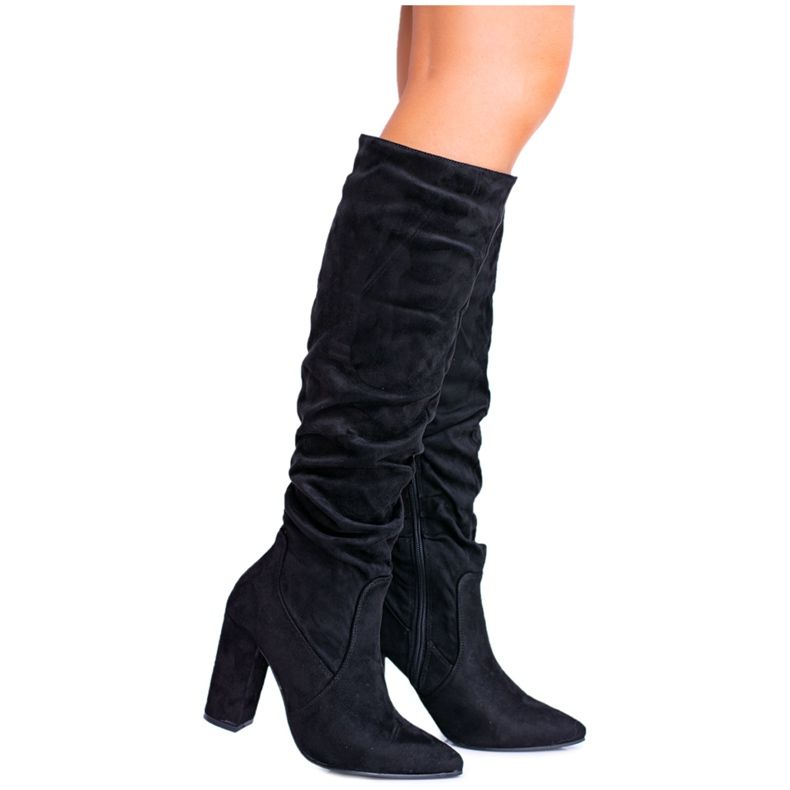 HAN Women's Boots On High Heel Suede Black Nightcall