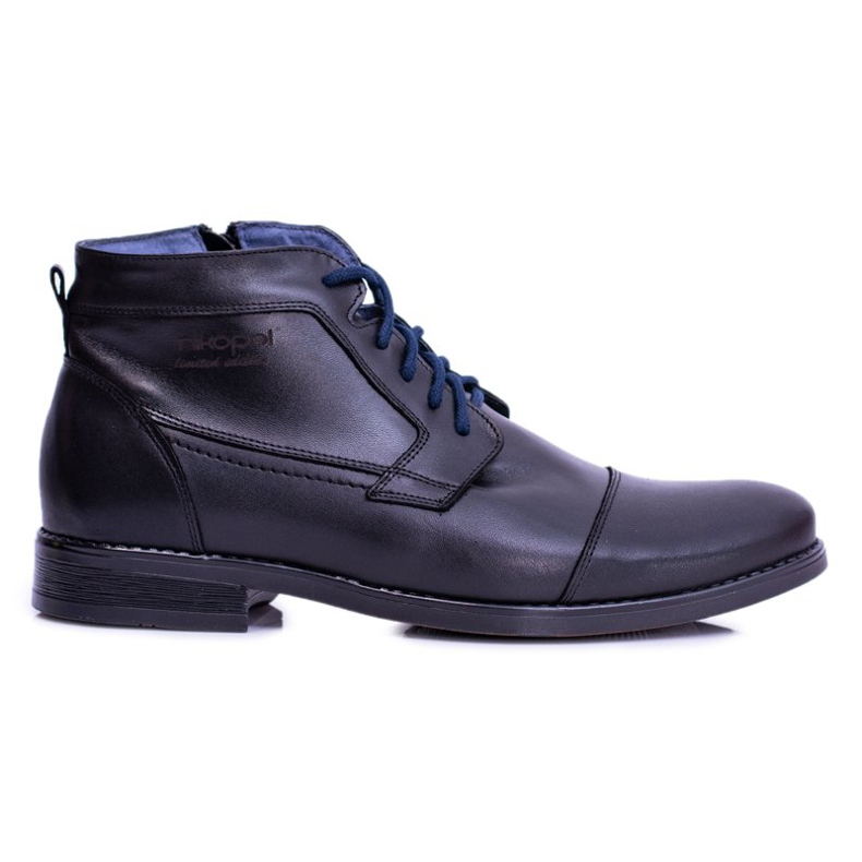 Nikopol Black Men's Leather Boots With A Zipper By Gregory