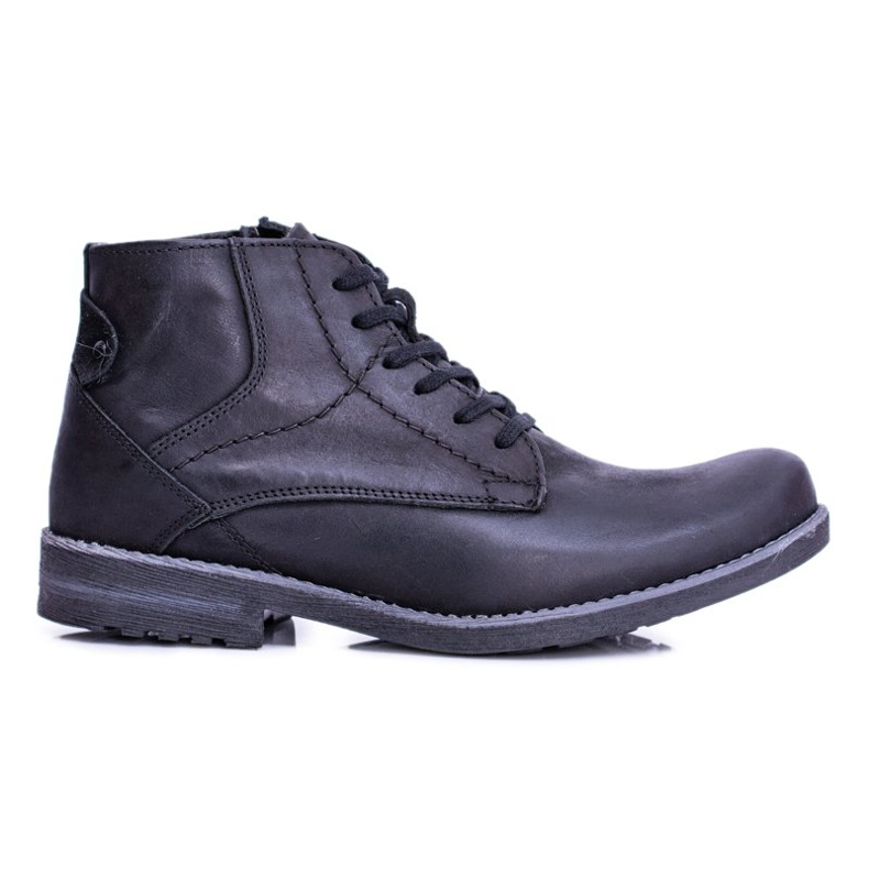 Men's Leather Boots With A Zipper Warm Black Komodo 731