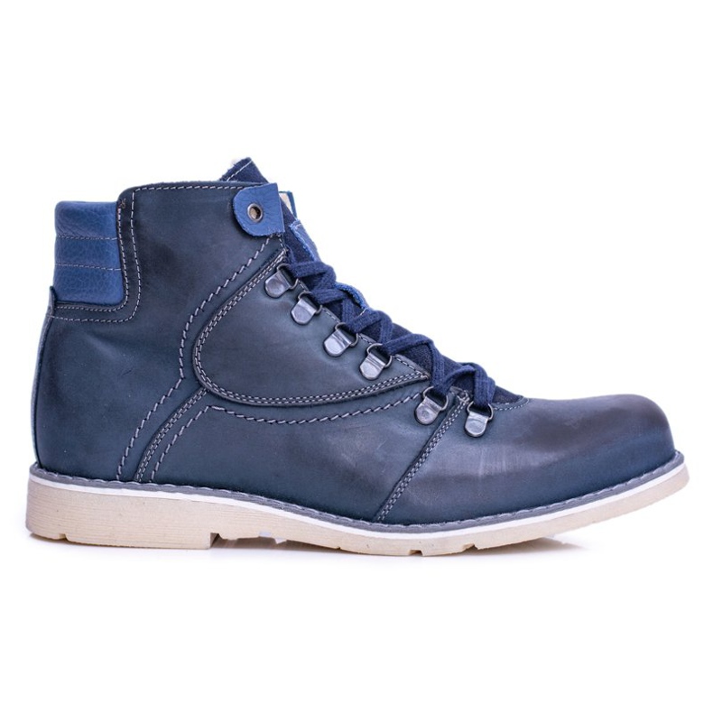 Men's Warm Leather Boots Navy Komodo 733 navy blue