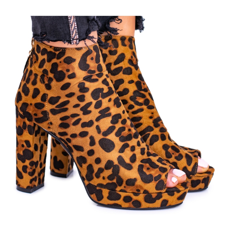 FRID Women's Boots On a Heel Open Toes Panther Temira brown