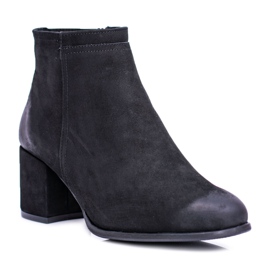 Women's Black Leather Boots On A Heel Nicole