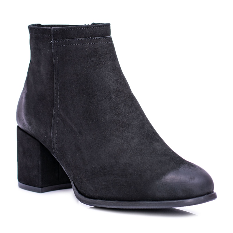 Women's Black Leather Boots On A Heel Nicole