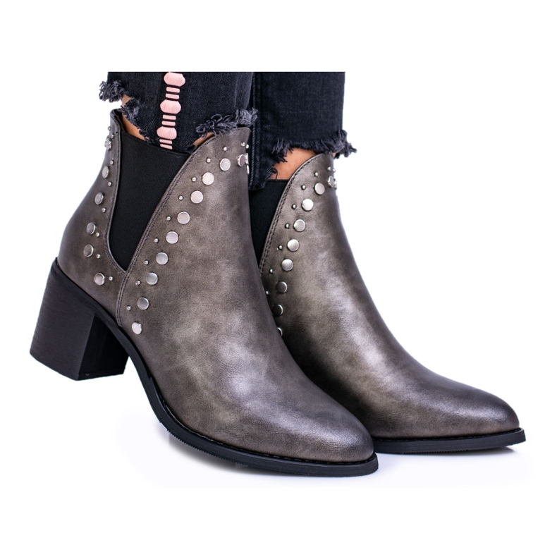 FRERY Women's Booties Jodhpur boots Rivets Savage grey