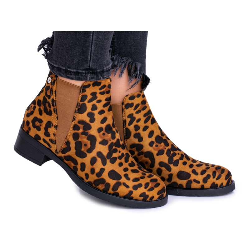 Women's boots with leopard print Midas Jodhpur boots brown