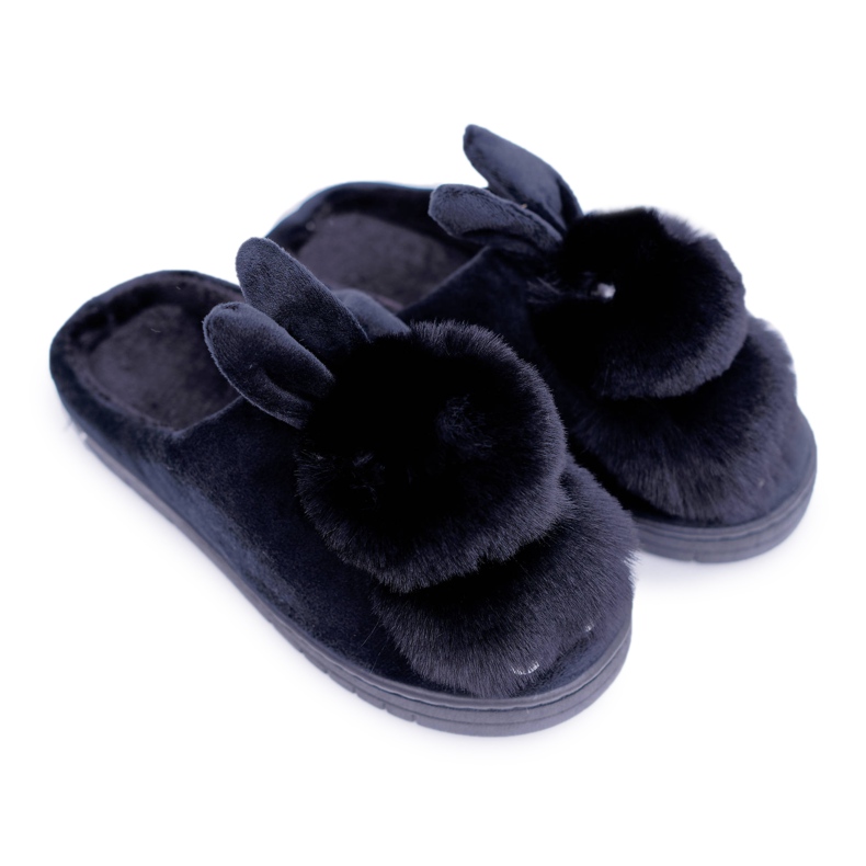 Women's Classic Slippers With A Rabbit Black Howi