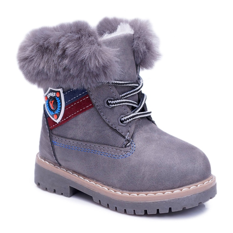 Children's Boy's Boots With Fur Warm Trappers Gray Cobi grey
