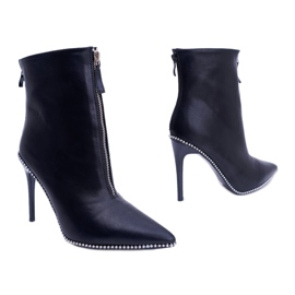 LU BOO Women's Boots On High Heel Two Zippers Suzy Black