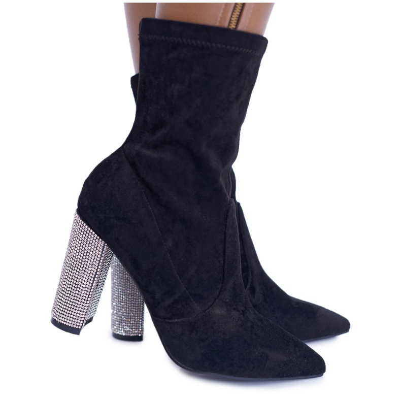 Women's Black Boots On Heel Suede Hendo