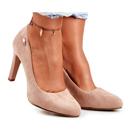 Women's Pumps On Heel Suede Beige Sergio Leone Campbell