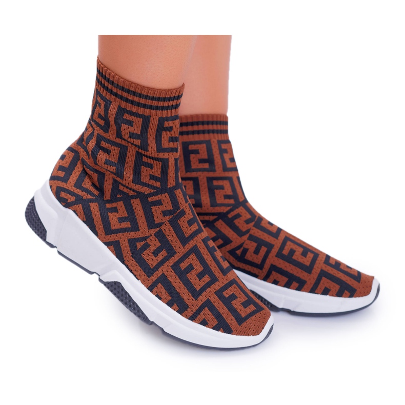 Women's Sport Shoes High Sock Brown Press Women's Sport Shoes High Sock Brown Press