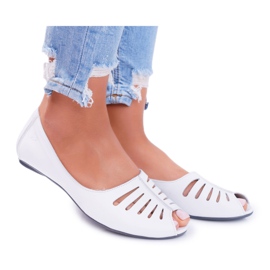 Women's Ballerinas Maciejka Leather Open Toes 03497-59 white