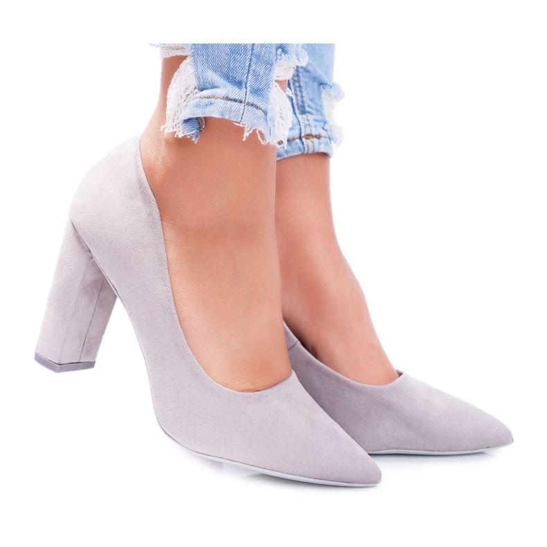 SEA Women's Pumps On A Heel Suede Gray Strawberry grey