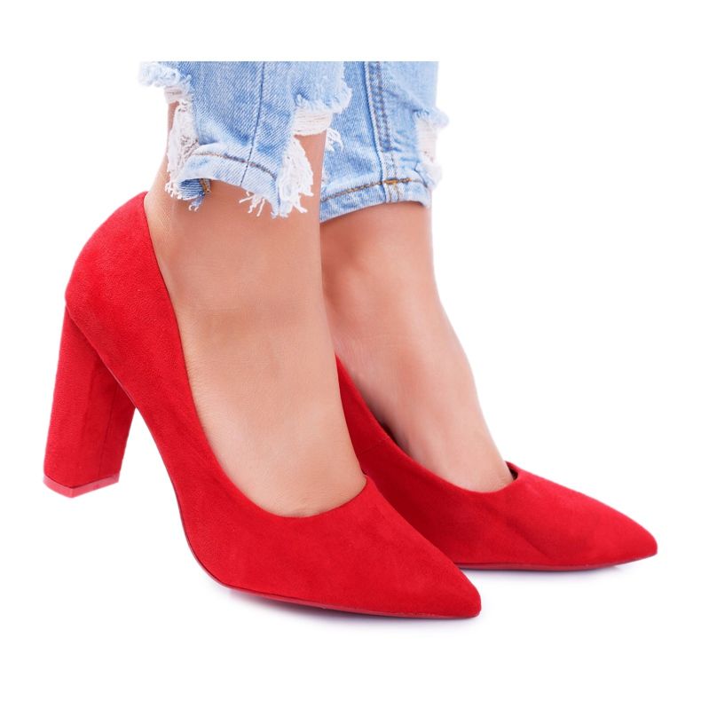 SEA Women's Pumps On A Heel Suede Red Strawberry