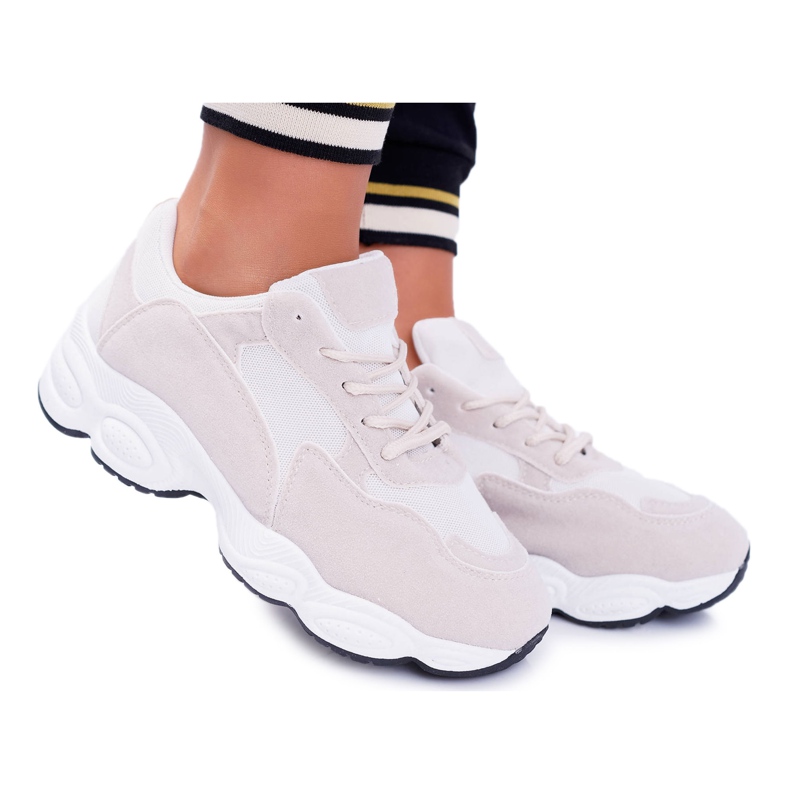 NFR Women's Sport Shoes Suede Beige and White Lollipop brown
