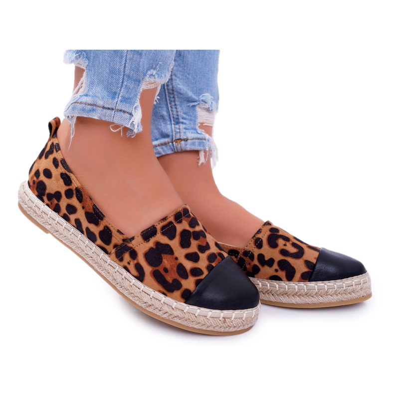 NFR Women's Espadrilles Leopard Flaty brown