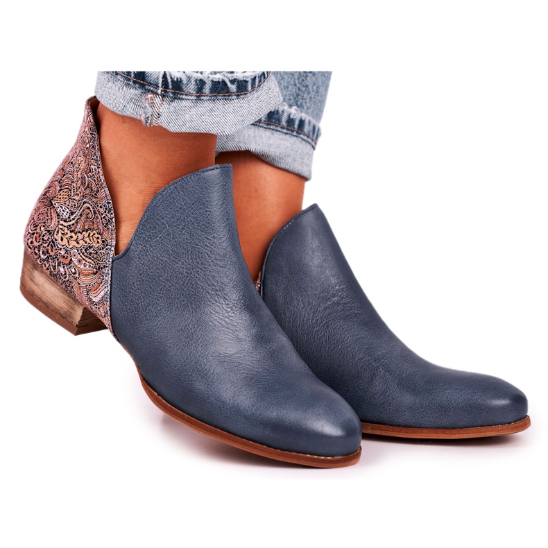 Women's Flat Boots Maciejka Spring Leather Navy Blue 04091-27 Women's Flat Boots Maciejka Spring Leather Navy Blue 04091-27