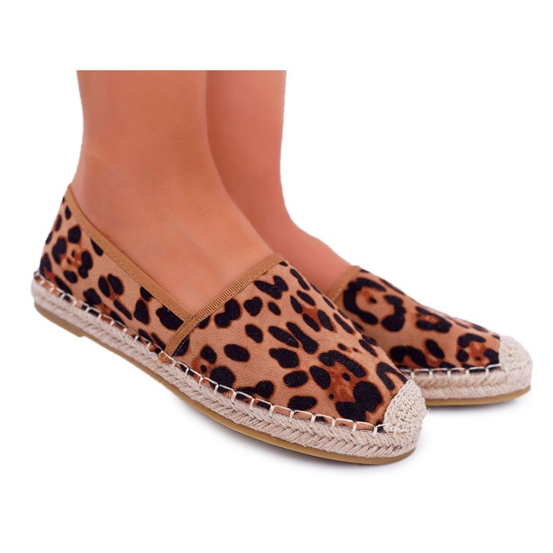 NFR Women's Espadrilles Suede Leather Leopard Jungle brown