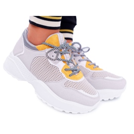 NFR Women's Sport Shoes High Sole Yellow Chillout grey multicolored