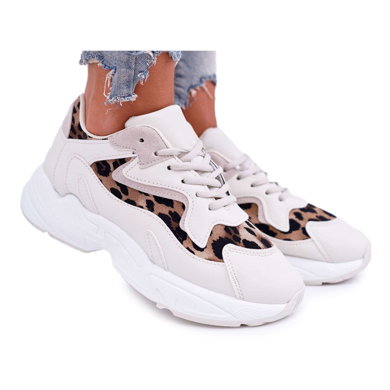 FJ1 Women's Sport Shoes Beige Leopard Mezeno white brown FJ1 Women's Sport Shoes Beige Leopard Mezeno white brown