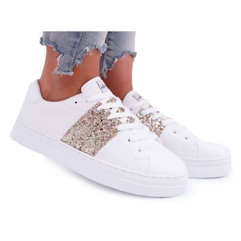 FRANA Women's Sport Shoes Gold Glitter White Campare