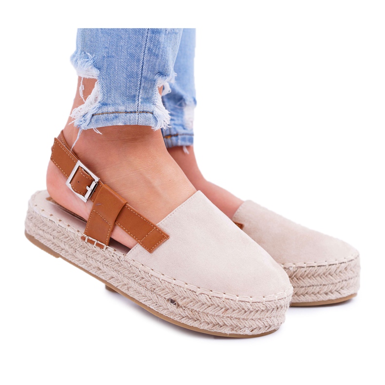 NFR Women's Espadrilles Suede On A Beige Parteno Platform