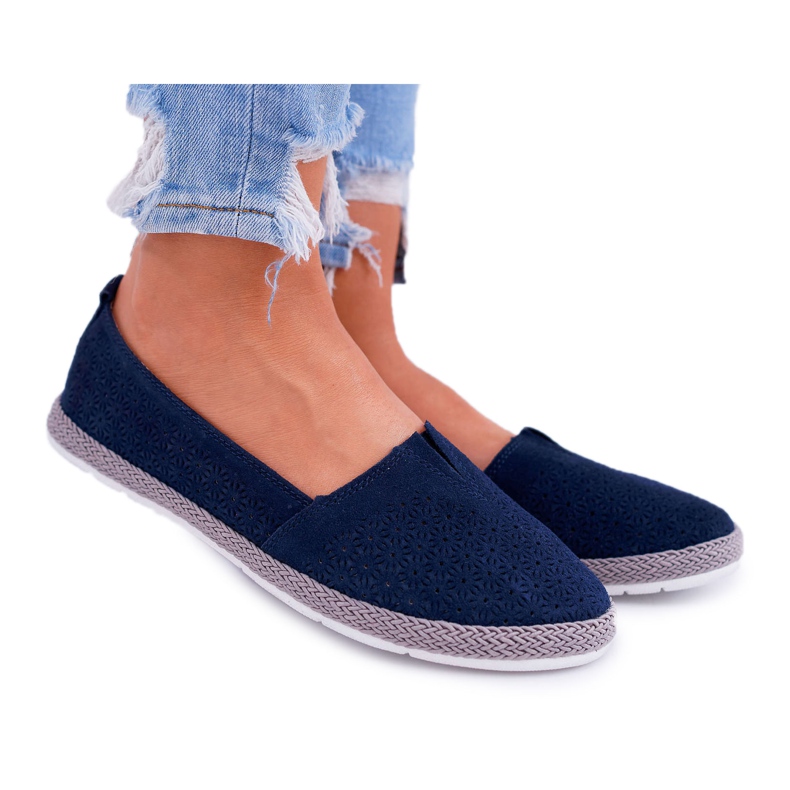 S.Barski Women's Espadrilles Suede Leather Navy Blue Bimbo