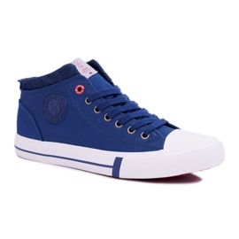 Men's Sneakers High Cross Jeans Fabric Navy Blue DD1R4057