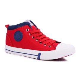 Men's Sneakers High Cross Jeans Material Red DD1R4059 Men's Sneakers High Cross Jeans Material Red DD1R4059