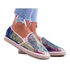 Women's Espadrilles Big Star Iridescent Sequins DD274A164 navy blue