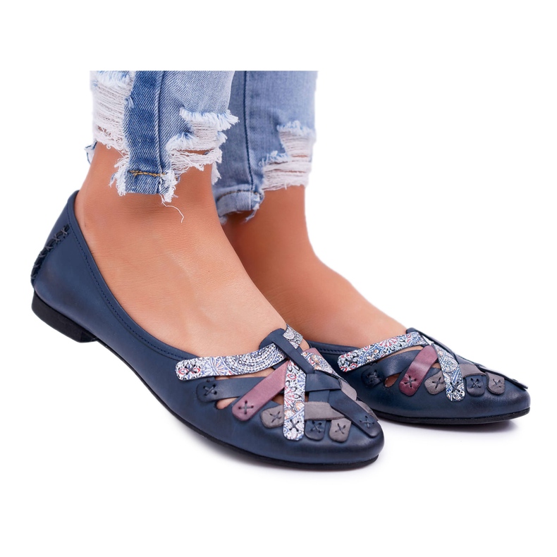 Women's Ballerinas Maciejka Leather Navy Blue 01358 Women's Ballerinas Maciejka Leather Navy Blue 01358