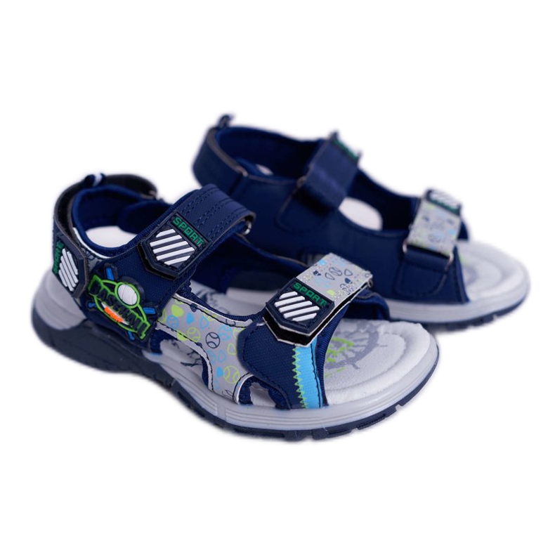 FRROCK Children's Youth Boys Sandals With Velcro Navy Blue Reksio