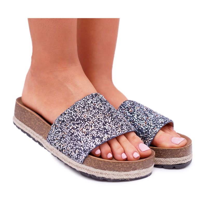 S.Barski Elegant Women's Slippers Thick Jersey sole blue