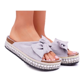 Women's Slippers With Bows Thick Sole Gray Milady grey
