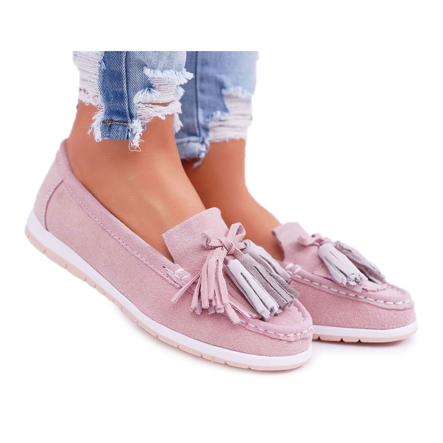 pink suede loafers womens