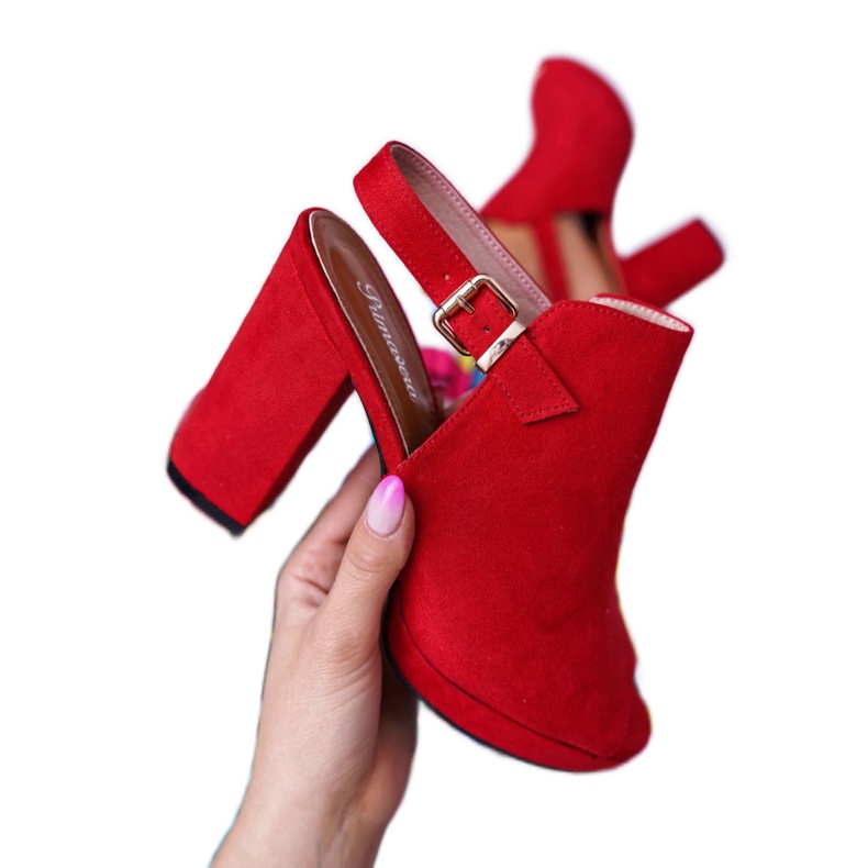 BUGO Women's Sandals On A High Heel With Open Toes Red Montree