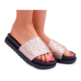 Women's Slippers With Cubic Zirconia Champagne XTI 48821 pink