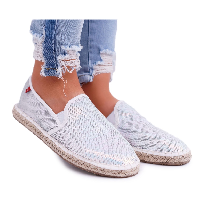 Women's Espadrilles Big Star Iridescent Sequins White DD274A162