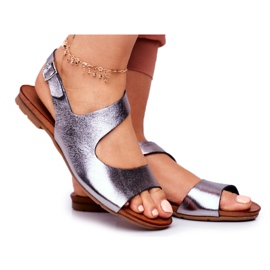 Women's Sandals Laura Messi 1116 Leather Metallic Vollare multicolored grey Women's Sandals Laura Messi 1116 Leather Metallic Vollare multicolored grey