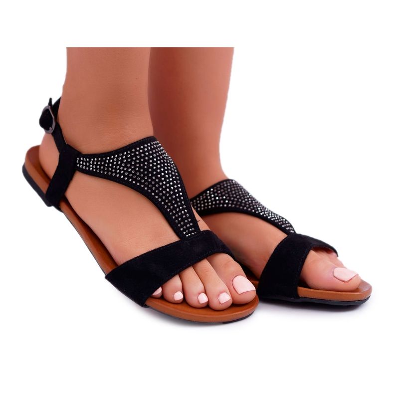 EVE Women's Sandals Flat Black Sorsano EVE Women's Sandals Flat Black Sorsano