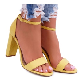ADY Women's Sandals On Heel Suede Yellow Anastasie
