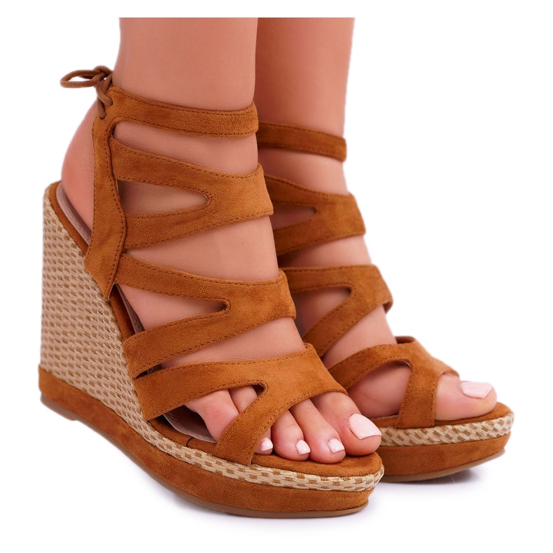 FRERY Women's Sandals On Wedge A String Camel Liluena brown