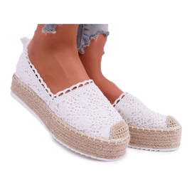 BUGO Women's Lace Espadrilles White Lovely Haven