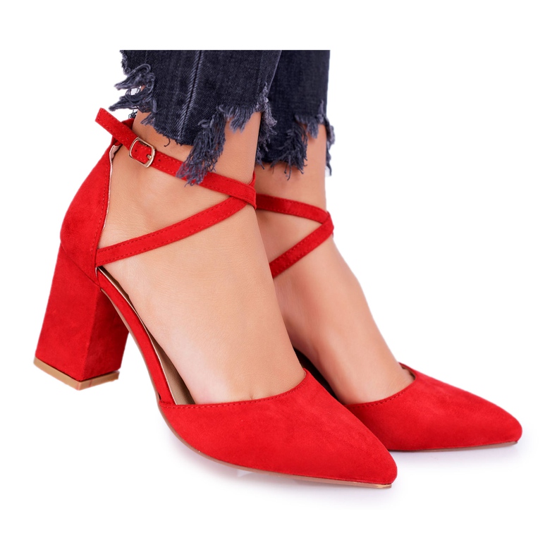 PS1 Women's Pumps On A Heel In Spitz Red Traffic